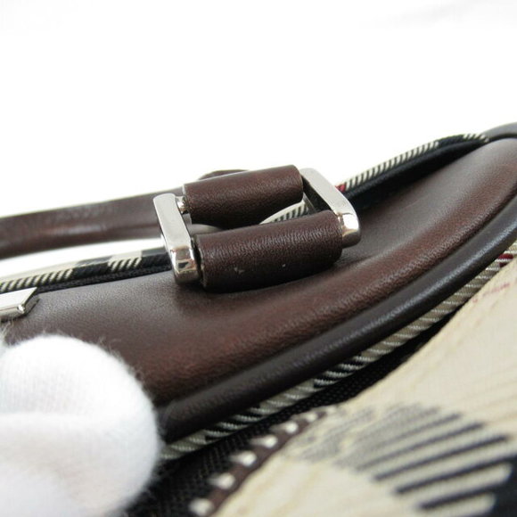 Burberry Nova Check Handbag Canvas Leather Beige Black Bag - Picture 10 of 10